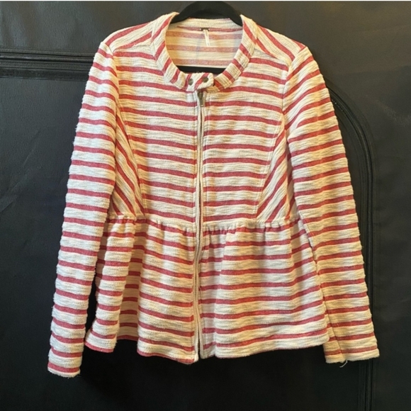 Free People - Red and White Striped Jacket - Size Medium - Picture 3 of 5